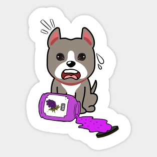 Funny grey dog spilled grape jam Sticker